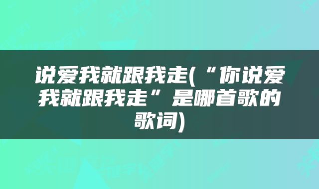 说爱我就跟我走(“你说爱我就跟我走”是哪首歌的歌词)