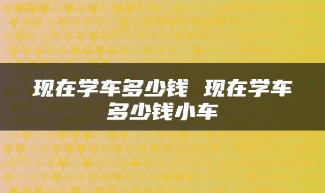 现在学车多少钱 现在学车多少钱小车