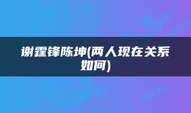 谢霆锋陈坤(两人现在关系如何)