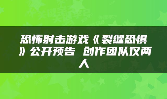 恐怖射击游戏《裂缝恐惧》公开预告 创作团队仅两人