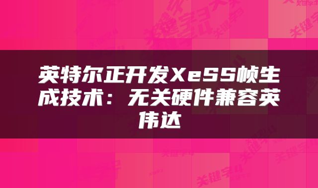 英特尔正开发XeSS帧生成技术：无关硬件兼容英伟达
