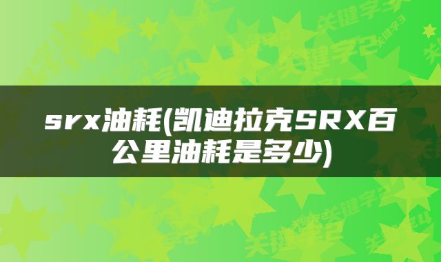 srx油耗(凯迪拉克SRX百公里油耗是多少)