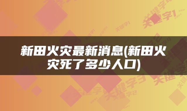 新田火灾最新消息(新田火灾死了多少人口)