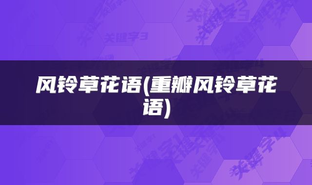 风铃草花语(重瓣风铃草花语)