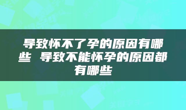 导致怀不了孕的原因有哪些 导致不能怀孕的原因都有哪些