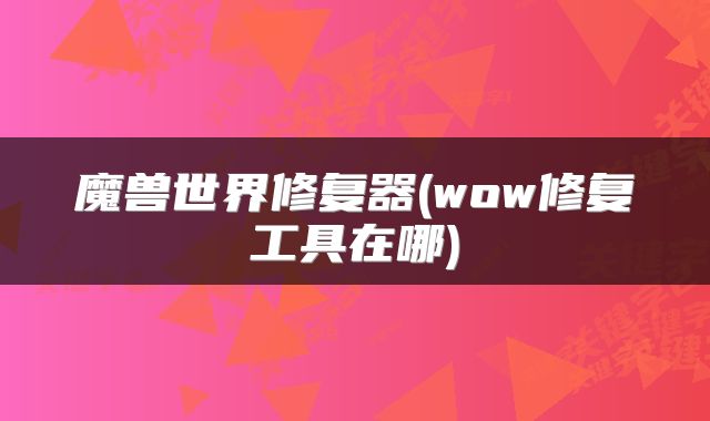 魔兽世界修复器(wow修复工具在哪)