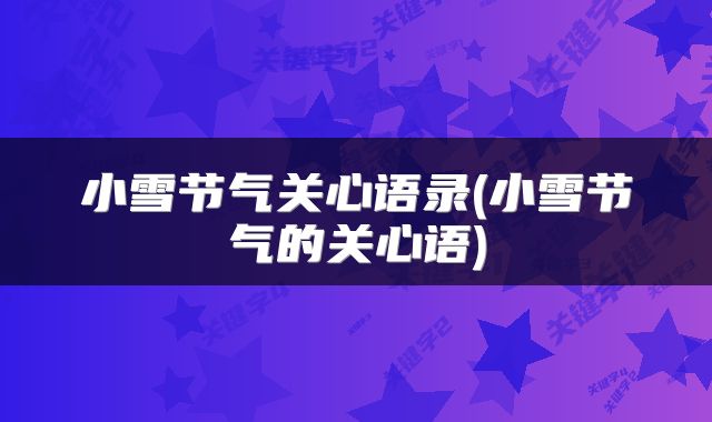 小雪节气关心语录(小雪节气的关心语)