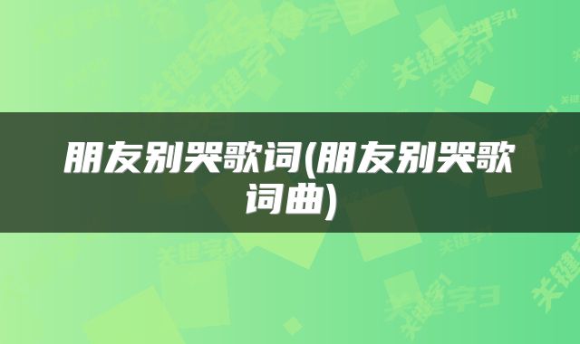 朋友别哭歌词(朋友别哭歌词曲)