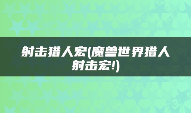 射击猎人宏(魔兽世界猎人射击宏!)