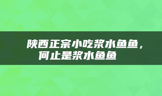  陕西正宗小吃浆水鱼鱼，何止是浆水鱼鱼 