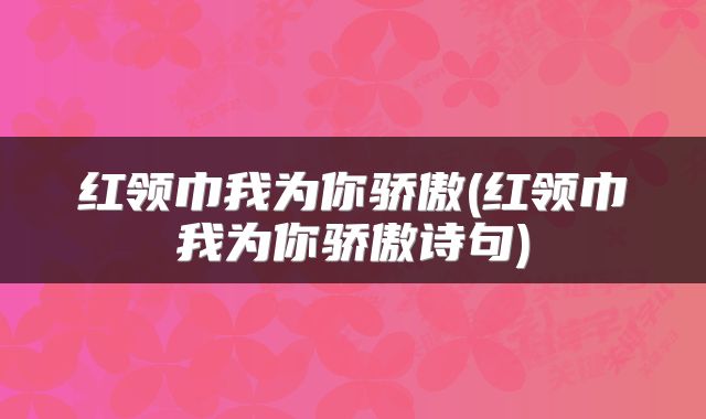 红领巾我为你骄傲(红领巾我为你骄傲诗句)