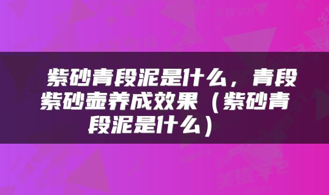  紫砂青段泥是什么，青段紫砂壶养成效果（紫砂青段泥是什么） 