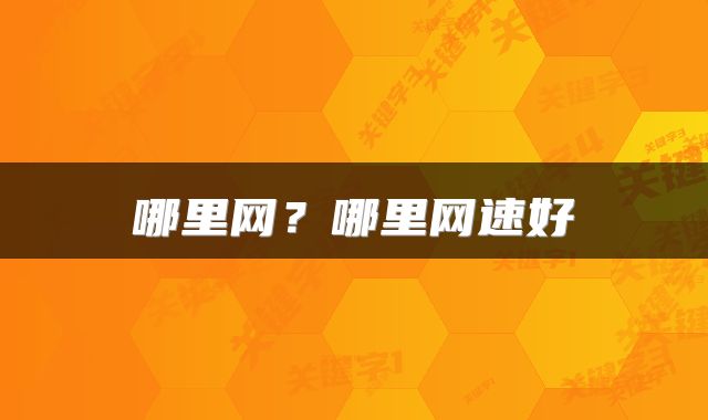 哪里网？哪里网速好