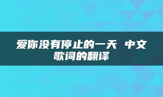 爱你没有停止的一天 中文歌词的翻译