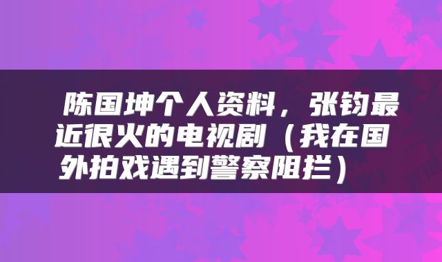  陈国坤个人资料，张钧最近很火的电视剧（我在国外拍戏遇到警察阻拦） 