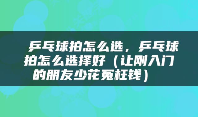  乒乓球拍怎么选，乒乓球拍怎么选择好（让刚入门的朋友少花冤枉钱） 
