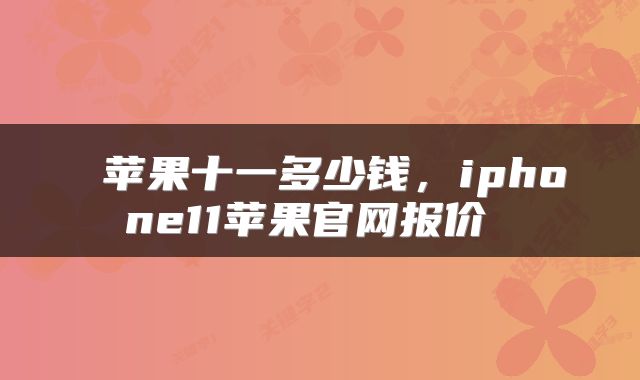  苹果十一多少钱，iphone11苹果官网报价 