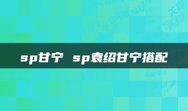 sp甘宁 sp袁绍甘宁搭配