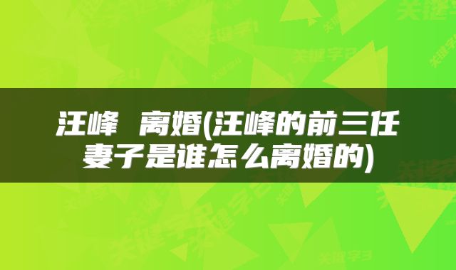 汪峰 离婚(汪峰的前三任妻子是谁怎么离婚的)