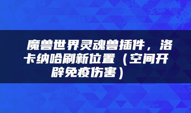  魔兽世界灵魂兽插件，洛卡纳哈刷新位置（空间开辟免疫伤害） 