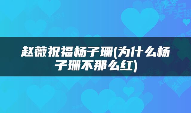 赵薇祝福杨子珊(为什么杨子珊不那么红)