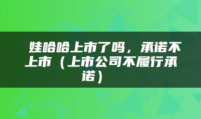  娃哈哈上市了吗，承诺不上市（上市公司不履行承诺） 