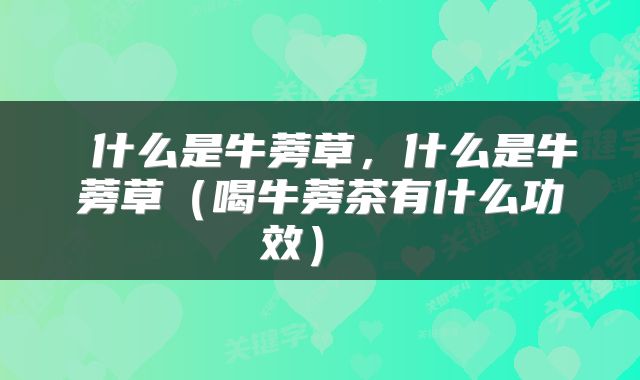  什么是牛蒡草，什么是牛蒡草（喝牛蒡茶有什么功效） 