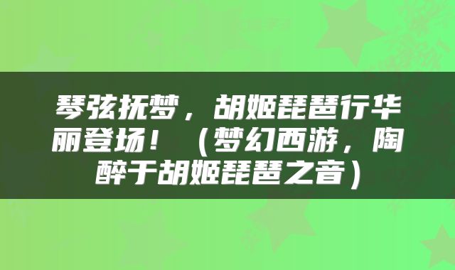 琴弦抚梦，胡姬琵琶行华丽登场！（梦幻西游，陶醉于胡姬琵琶之音）