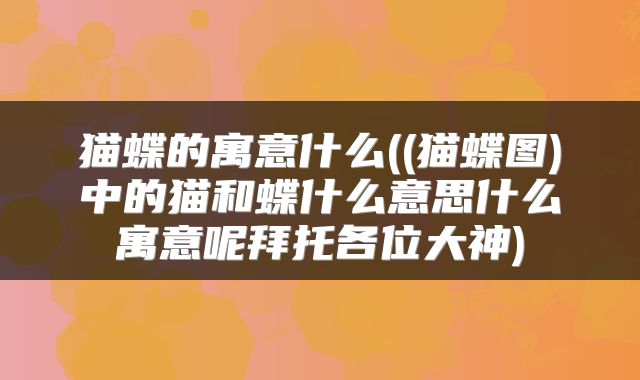 猫蝶的寓意什么((猫蝶图)中的猫和蝶什么意思什么寓意呢拜托各位大神)
