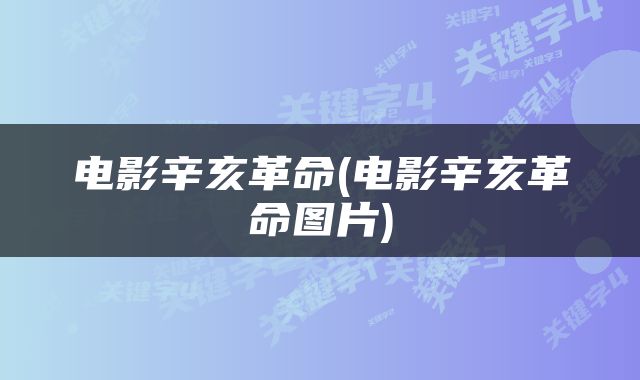 电影辛亥革命(电影辛亥革命图片)