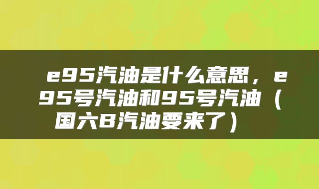  e95汽油是什么意思，e95号汽油和95号汽油（国六B汽油要来了） 