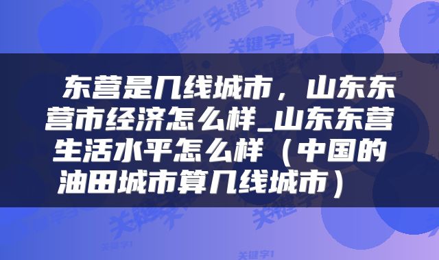  东营是几线城市，山东东营市经济怎么样_山东东营生活水平怎么样（中国的油田城市算几线城市） 
