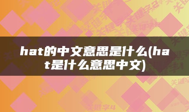 hat的中文意思是什么(hat是什么意思中文)