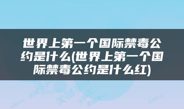 世界上第一个国际禁毒公约是什么(世界上第一个国际禁毒公约是什么红)