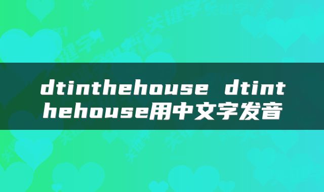 dtinthehouse dtinthehouse用中文字发音