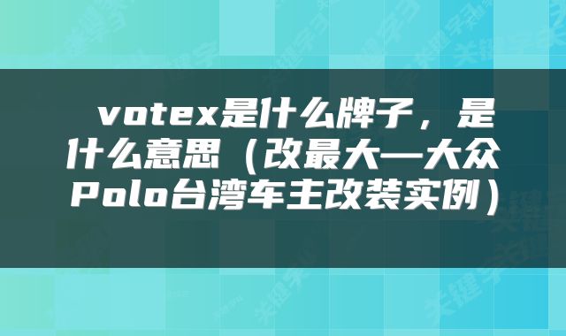  votex是什么牌子，是什么意思（改最大—大众Polo台湾车主改装实例） 