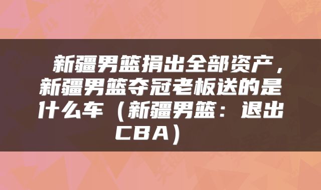  新疆男篮捐出全部资产，新疆男篮夺冠老板送的是什么车（新疆男篮：退出CBA） 