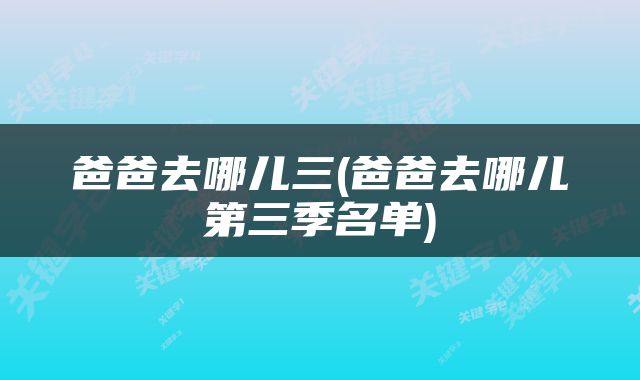 爸爸去哪儿三(爸爸去哪儿第三季名单)