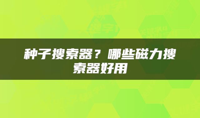 种子搜索器？哪些磁力搜索器好用