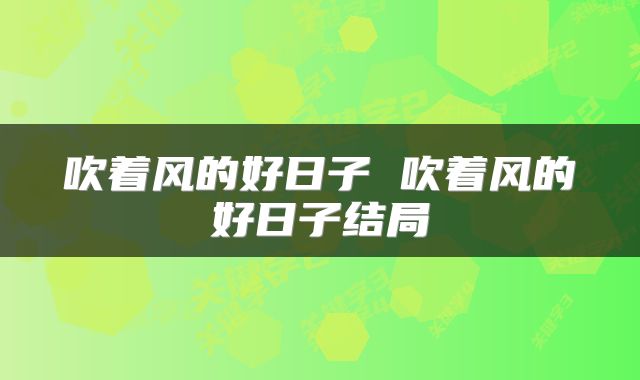 吹着风的好日子 吹着风的好日子结局