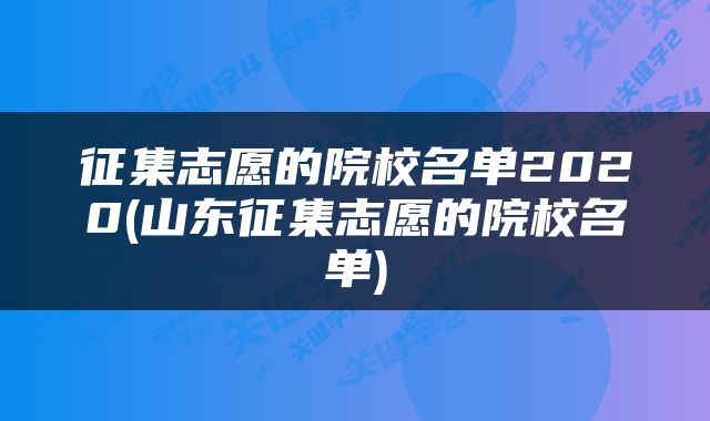征集志愿的院校名单2020(山东征集志愿的院校名单)