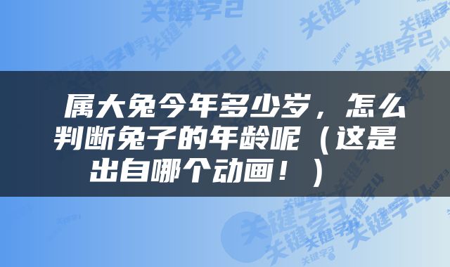  属大兔今年多少岁，怎么判断兔子的年龄呢（这是出自哪个动画！） 