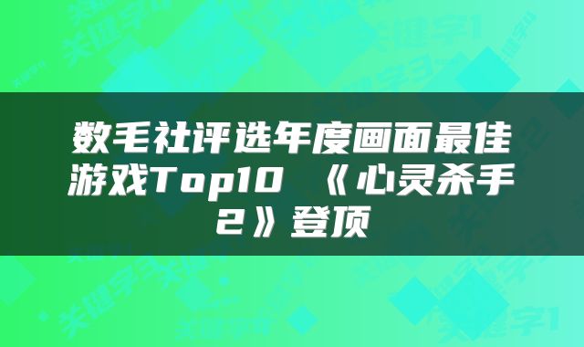 数毛社评选年度画面最佳游戏Top10 《心灵杀手2》登顶
