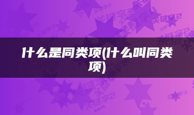 什么是同类项(什么叫同类项)