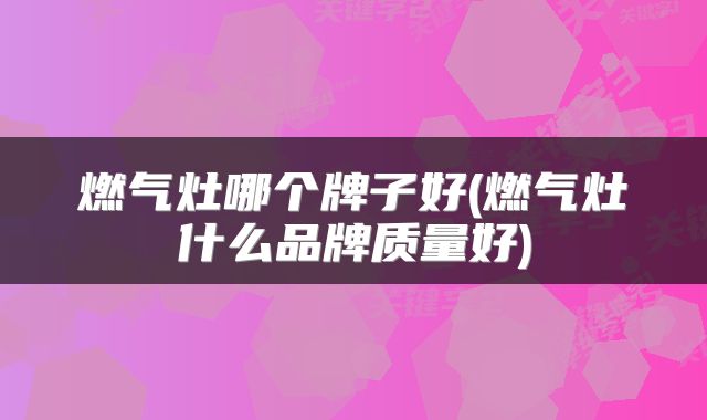 燃气灶哪个牌子好(燃气灶什么品牌质量好)