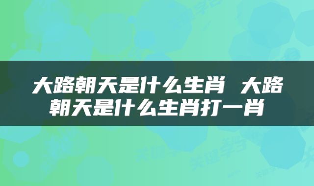 大路朝天是什么生肖 大路朝天是什么生肖打一肖