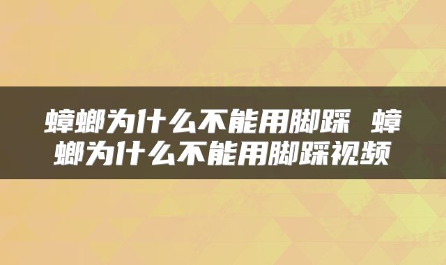蟑螂为什么不能用脚踩 蟑螂为什么不能用脚踩视频