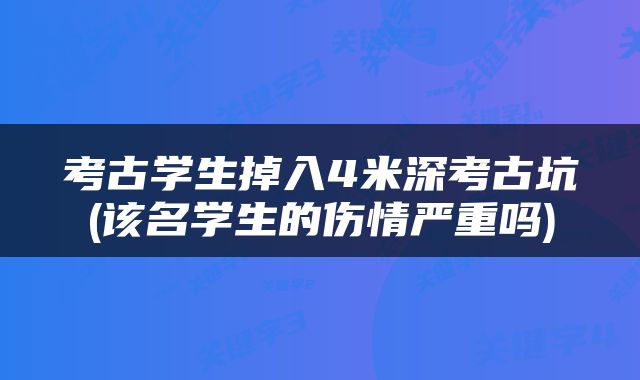 考古学生掉入4米深考古坑(该名学生的伤情严重吗)