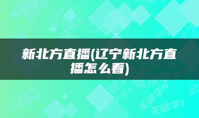 新北方直播(辽宁新北方直播怎么看)