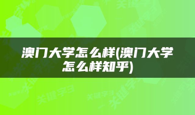 澳门大学怎么样(澳门大学怎么样知乎)